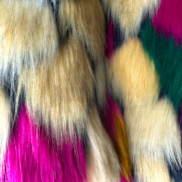 Eloquii Multicolored Faux Fur Jacket, size 18/20 Polyester, Acrylic - Picture 2 of 6